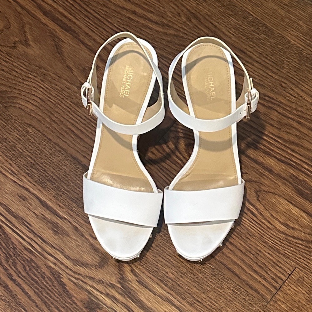 MICHAEL Michael Kors White Open-Toe Ankle Strap Sandals